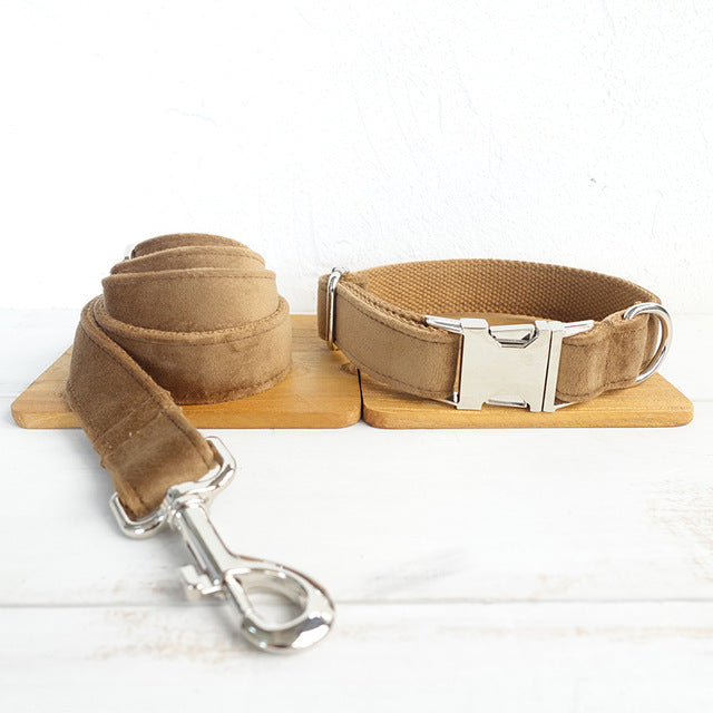 HKM-7946173 Nude Velvet Pet Collar with Adjustable Fit in XS to XL Sizes