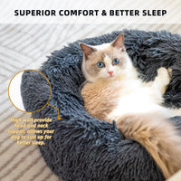 HKM-7946429 Plush Round Dog Bed for Small Dogs - Cozy Orthopedic Pet Nest with Anti-Slip Bottom and Easy Care