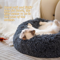 HKM-7946429 Plush Round Dog Bed for Small Dogs - Cozy Orthopedic Pet Nest with Anti-Slip Bottom and Easy Care