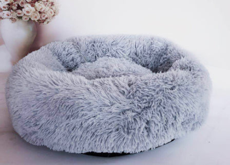 HKM-7946429 Plush Round Dog Bed for Small Dogs - Cozy Orthopedic Pet Nest with Anti-Slip Bottom and Easy Care