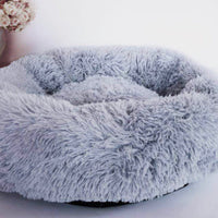 HKM-7946429 Plush Round Dog Bed for Small Dogs - Cozy Orthopedic Pet Nest with Anti-Slip Bottom and Easy Care