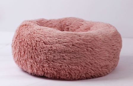 HKM-7946429 Plush Round Dog Bed for Small Dogs - Cozy Orthopedic Pet Nest with Anti-Slip Bottom and Easy Care