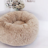 HKM-7946429 Plush Round Dog Bed for Small Dogs - Cozy Orthopedic Pet Nest with Anti-Slip Bottom and Easy Care