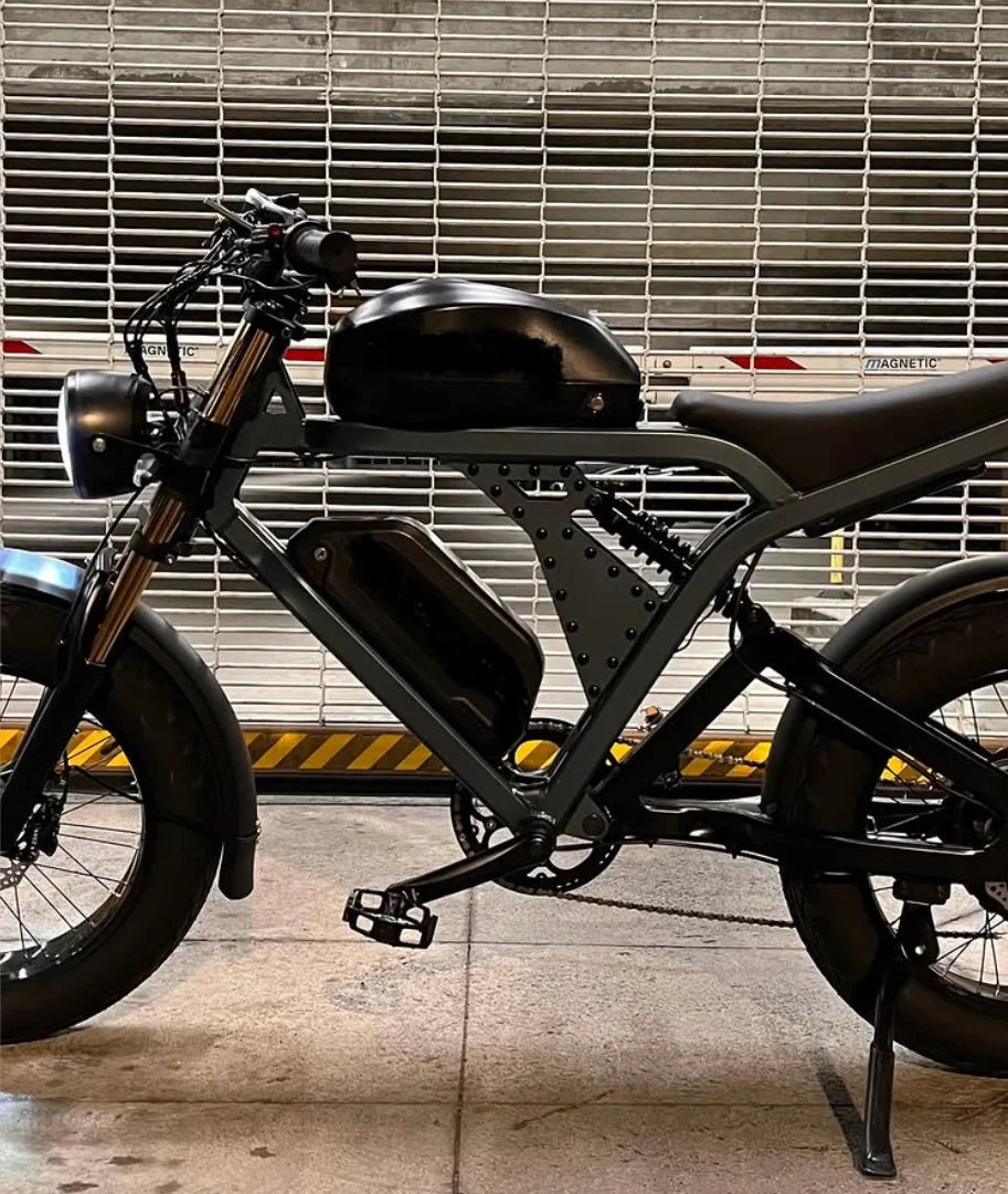 HKM-794835 20 Inch Electric Mountain Bike with Fat Tires and 1500W Motor, Dual Suspension, 7 Speed and Hydraulic Disc Brakes