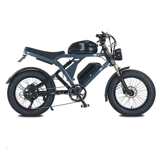 HKM-794835 20 Inch Electric Mountain Bike with Fat Tires and 1500W Motor, Dual Suspension, 7 Speed and Hydraulic Disc Brakes