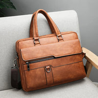 HKM-794835 Large Capacity Waterproof Laptop Briefcase Made with PU Leather for Men