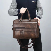 HKM-794835 Large Capacity Waterproof Laptop Briefcase Made with PU Leather for Men
