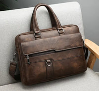 HKM-794835 Large Capacity Waterproof Laptop Briefcase Made with PU Leather for Men