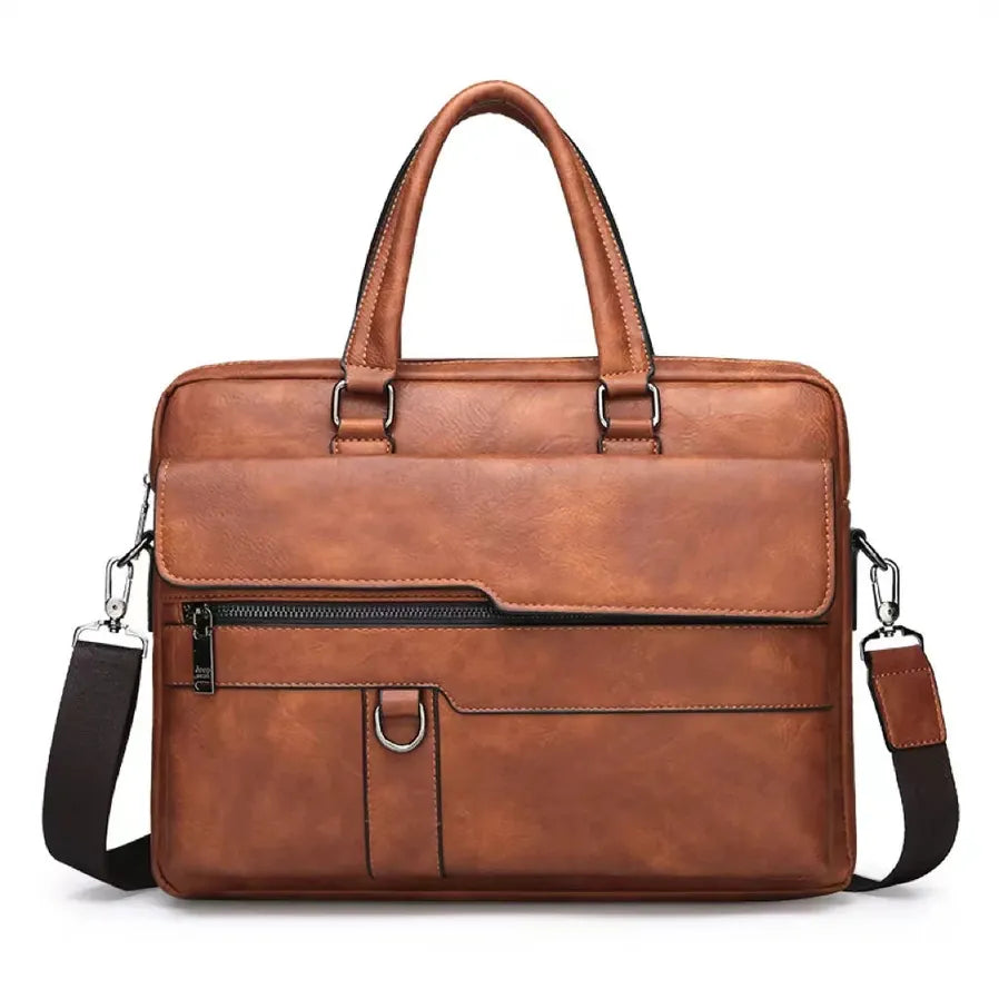 HKM-794835 Large Capacity Waterproof Laptop Briefcase Made with PU Leather for Men