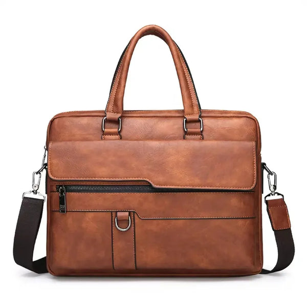HKM-794835 Large Capacity Waterproof Laptop Briefcase Made with PU Leather for Men