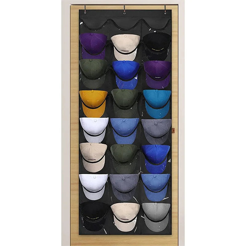 HKM-795027 Over-the-Door Hat Organizer with 24 Slots for Baseball Cap Storage