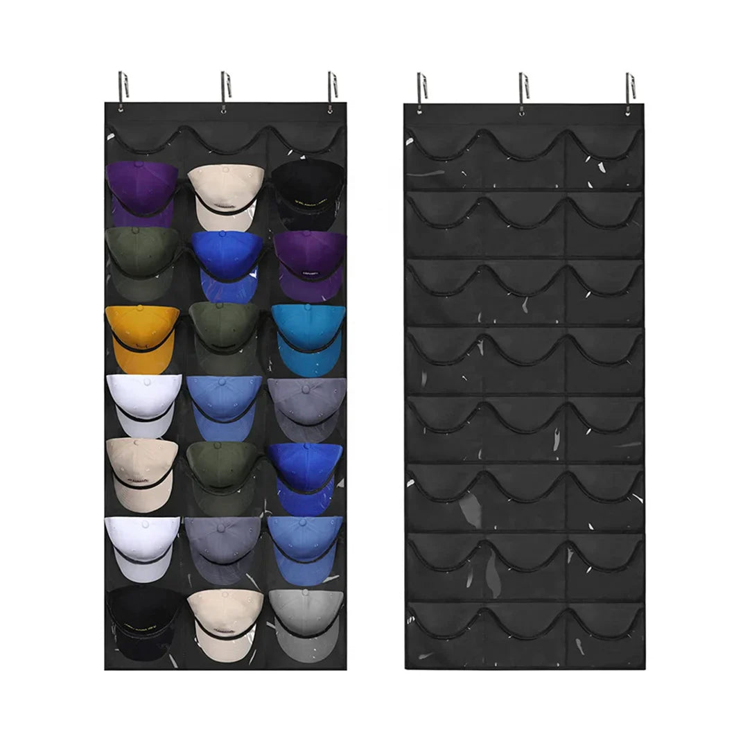 HKM-795027 Over-the-Door Hat Organizer with 24 Slots for Baseball Cap Storage