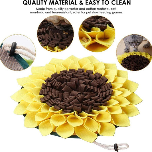 HKM-7950525 Washable Sunflower Snuffle Mat for Dogs - Non-Slip Slow Feeder, Nose Work Training, Energy & Stress Relief