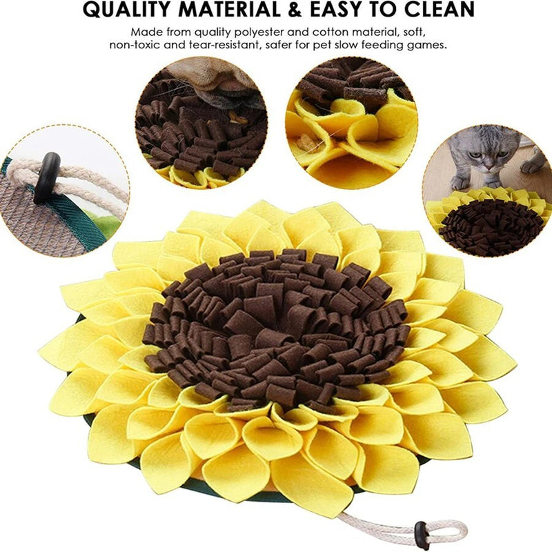 HKM-7950525 Washable Sunflower Snuffle Mat for Dogs - Non-Slip Slow Feeder, Nose Work Training, Energy & Stress Relief
