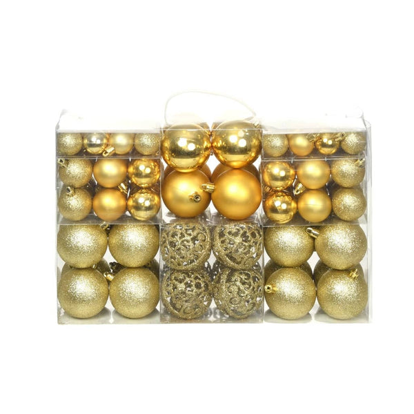 HKM-795091 100-Piece Shatterproof Christmas Bauble Set in Gold, Blue, Pink, Red, and More - 3, 4, 6 cm Decor Balls