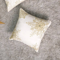 HKM-795091 Elegant Snowflake Embroidered Polyester Throw Pillow with Bead Detailing