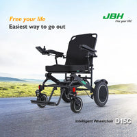 HKM-795155 D15C Motorized Folding Electric Wheelchair - Black, Metal Frame, 20km Range, 6 km/h Speed
