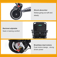 HKM-795155 D15C Motorized Folding Electric Wheelchair - Black, Metal Frame, 20km Range, 6 km/h Speed