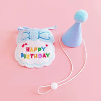 HKM-7951805 Hand-Knitted Pet Bib and Hat Set with Letter Pattern in Assorted Colors