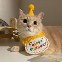 HKM-7951805 Hand-Knitted Pet Bib and Hat Set with Letter Pattern in Assorted Colors