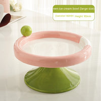 HKM-7952317 Ceramic Double Tone Ice Cream Cat Bowl in Yellow/Purple and Red/Green - Small and Large Sizes Available