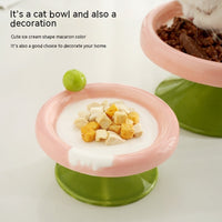 HKM-7952317 Ceramic Double Tone Ice Cream Cat Bowl in Yellow/Purple and Red/Green - Small and Large Sizes Available