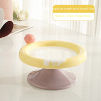 HKM-7952317 Ceramic Double Tone Ice Cream Cat Bowl in Yellow/Purple and Red/Green - Small and Large Sizes Available