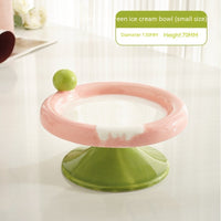 HKM-7952317 Ceramic Double Tone Ice Cream Cat Bowl in Yellow/Purple and Red/Green - Small and Large Sizes Available