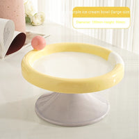HKM-7952317 Ceramic Double Tone Ice Cream Cat Bowl in Yellow/Purple and Red/Green - Small and Large Sizes Available