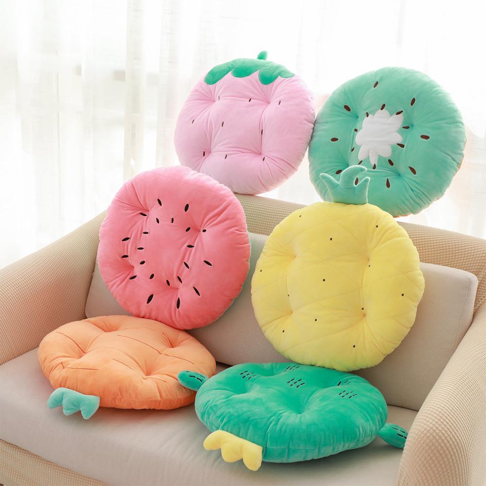 HKM-795411 Cute Plush Thick Fruit-Shaped Seat Cushion - 45cm Diameter, 10cm Thickness
