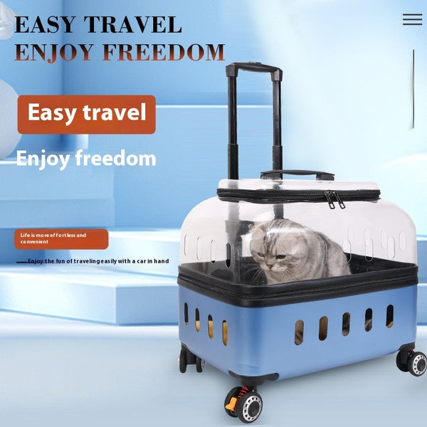 HKM-7954365 Portable Pet Trolley for Cats and Dogs - Hard Case with Multiple Color Options and Lightweight Design
