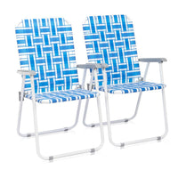 HKM-795475 Blue and White Striped Outdoor Beach Chairs - Set of 2