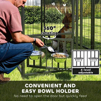 HKM-7955773 Outdoor Dog Kennel with Rotating Adjustable Feeding Station and UV-Resistant Roof