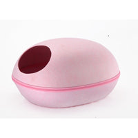 HKM-7956157 Breathable Semi-Closed Removable Eggshell Cat Bed in Blue, Grey, Pink, and Coffee