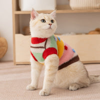 HKM-7956669 Rainbow Striped Parent-Child Sweater for Cats and Dogs with Star Patches