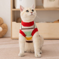 HKM-7956669 Rainbow Striped Parent-Child Sweater for Cats and Dogs with Star Patches