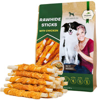 HKM-7957949 Chicken-Wrapped Dog Chew Sticks – Grain-Free, Organic, Human-Grade Natural Treats for Dogs of All Life Stages