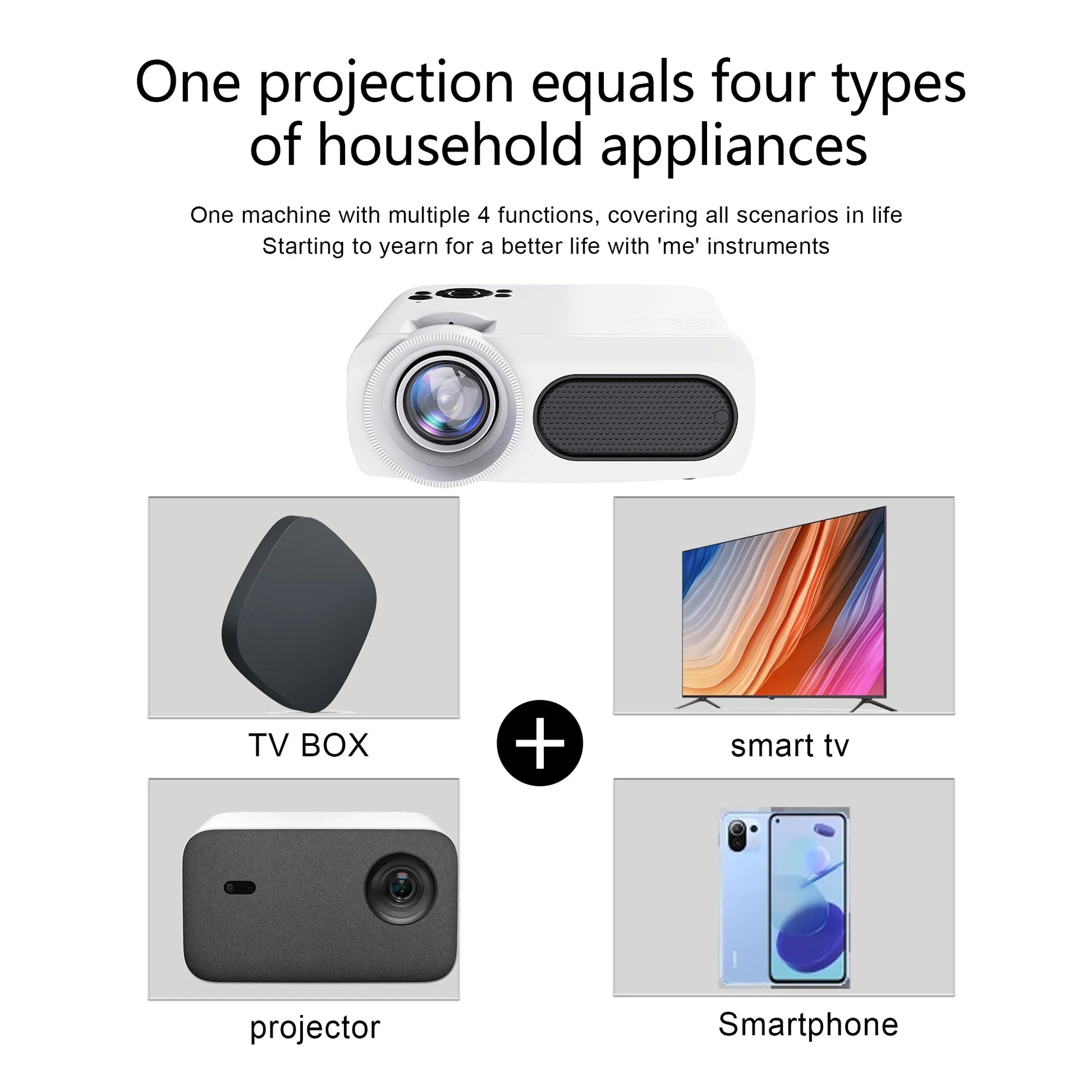 HKM-795795 8K 3D Android Smart Portable LED DLP Projector for Home Theatre, Compatible with Smartphone, Tablet, and PC