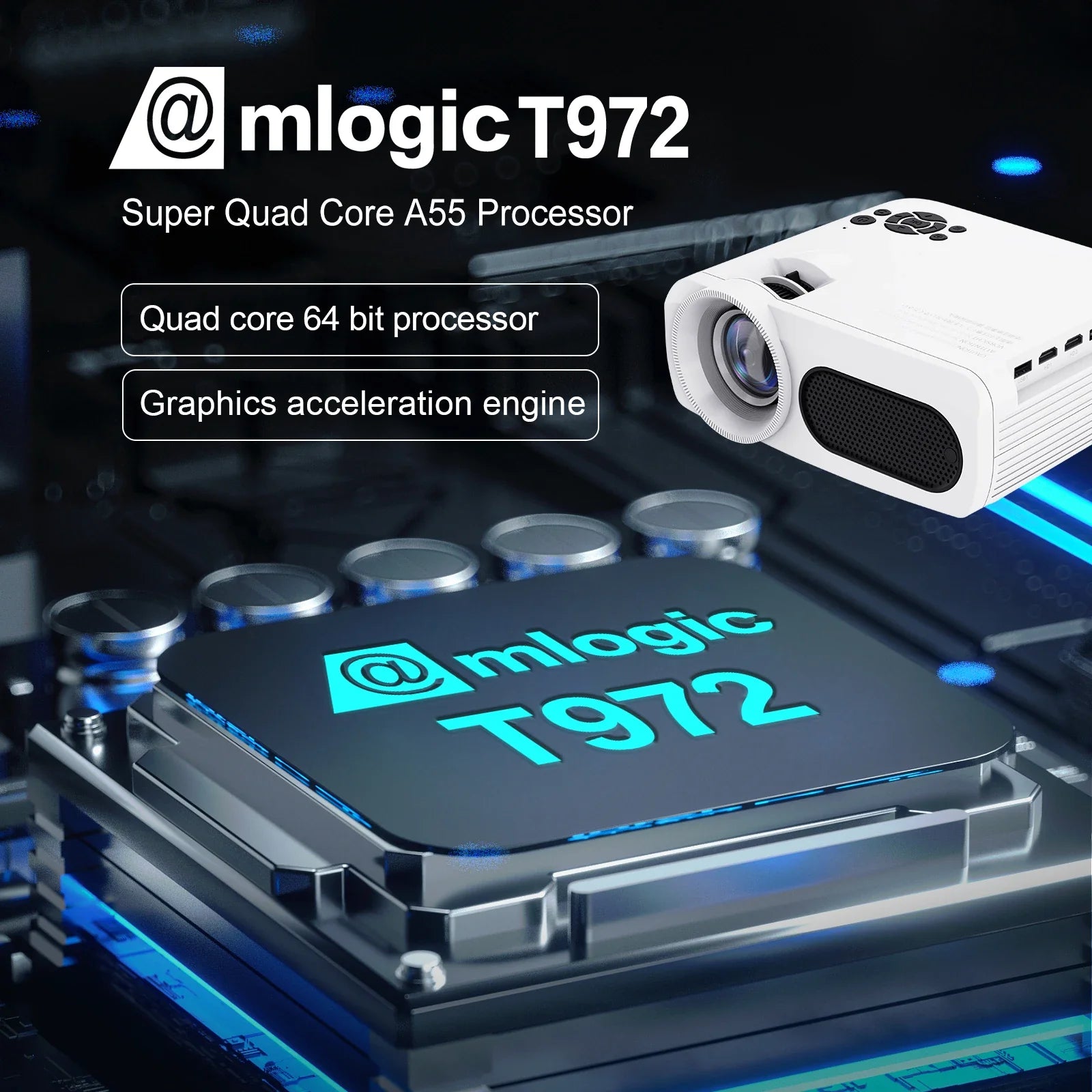 HKM-795795 8K 3D Android Smart Portable LED DLP Projector for Home Theatre, Compatible with Smartphone, Tablet, and PC