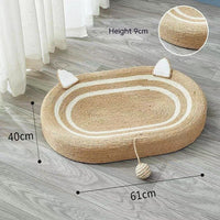 HKM-7958077 Extra Large Japanese Style Sisal Cat Scratch Board with Ears - 61cm x 40cm x 9cm