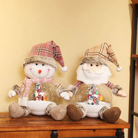 HKM-795859 Santa Claus Plush Toy with LED Lighting and Snow Scene Decoration for Holiday Festivities