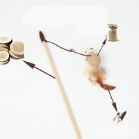 HKM-7958717 Cat Toy with Hemp Rope and Wooden Pole - 40cm Interactive Play Rod