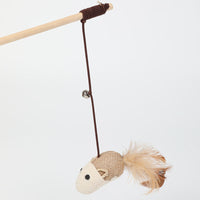 HKM-7958717 Cat Toy with Hemp Rope and Wooden Pole - 40cm Interactive Play Rod