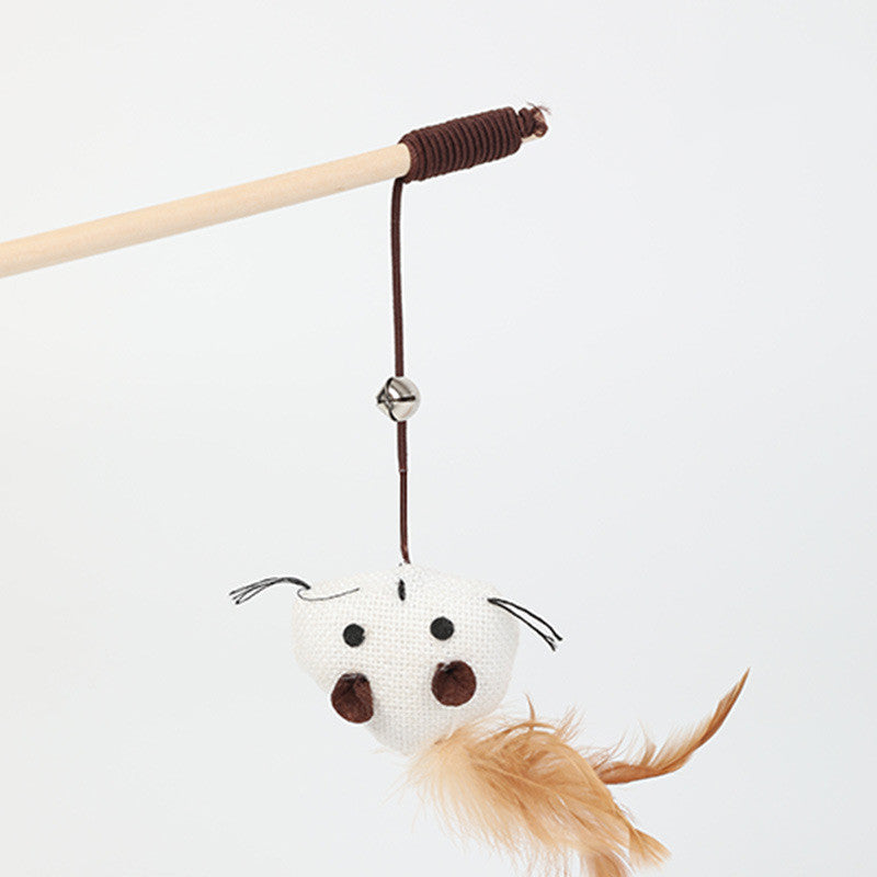 HKM-7958717 Cat Toy with Hemp Rope and Wooden Pole - 40cm Interactive Play Rod