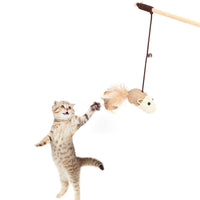 HKM-7958717 Cat Toy with Hemp Rope and Wooden Pole - 40cm Interactive Play Rod