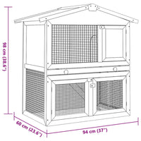 HKM-7959485 Two-Level Wooden Rabbit Hutch with Three Doors and Cozy Interior for Small Pets