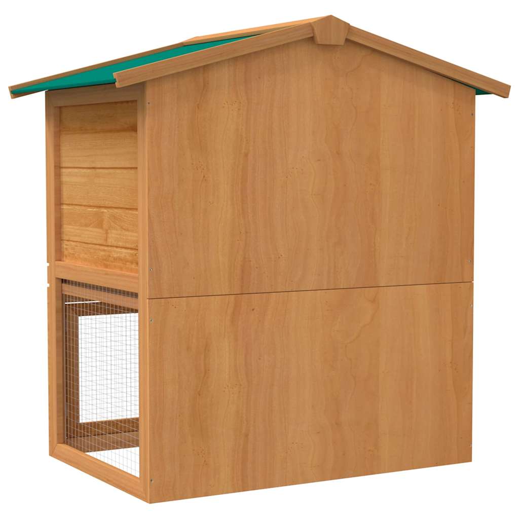HKM-7959485 Two-Level Wooden Rabbit Hutch with Three Doors and Cozy Interior for Small Pets