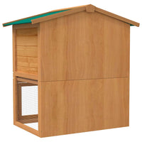 HKM-7959485 Two-Level Wooden Rabbit Hutch with Three Doors and Cozy Interior for Small Pets