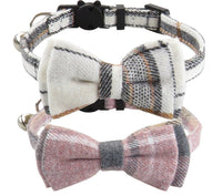 HKM-7960125 Classic Plaid Breakaway Cat Collar with Bowtie and Scarf, Adjustable Fit