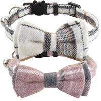 HKM-7960125 Classic Plaid Breakaway Cat Collar with Bowtie and Scarf, Adjustable Fit